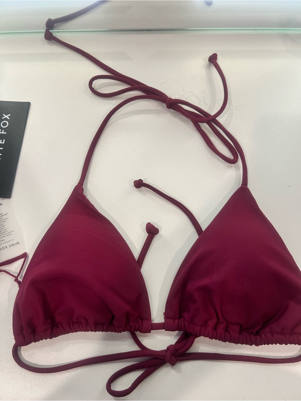 White Fox Boutique Wine Red Triangle String Bikini Top